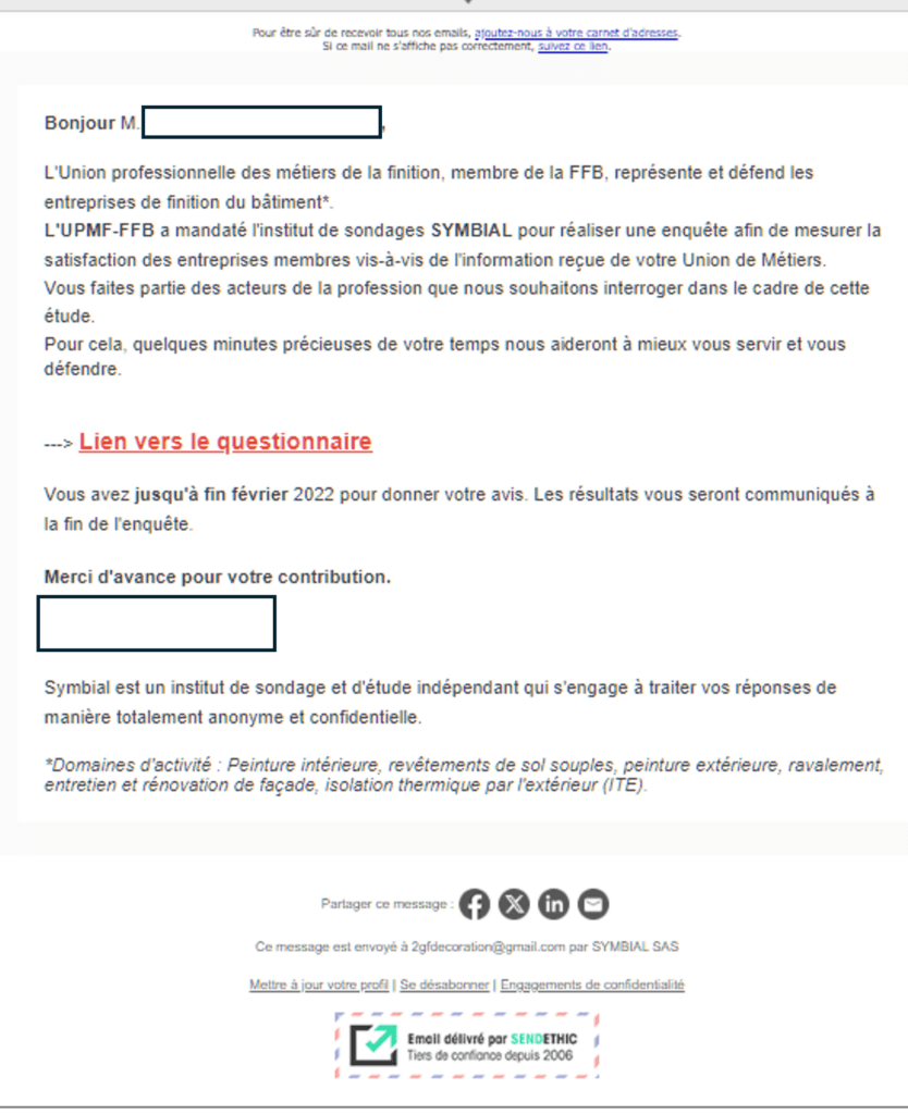 Enquête de satisfaction par emailing